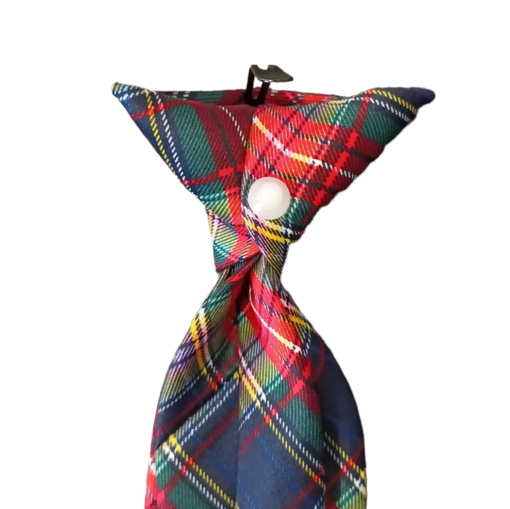 Boys Christmas Plaid Clip On Tie
